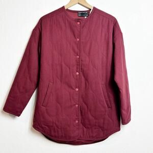 FRANK AND OAK QUILTED MAROON RED BUTTON UP JACKETS WITH INSIDE POCKETS NEW